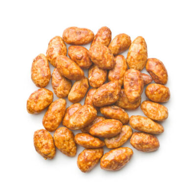 Sugared almonds on white background